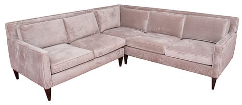 Modern Oyster Gray Velours Sectional Sofa