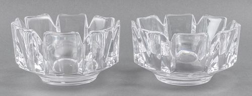 Orrefors "Corona" Crystal Glass Bowls, Pair