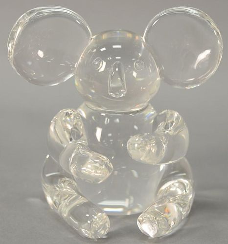 Large Steuben crystal glass koala bear figurine signed Steuben, ht. 6 1/2".
