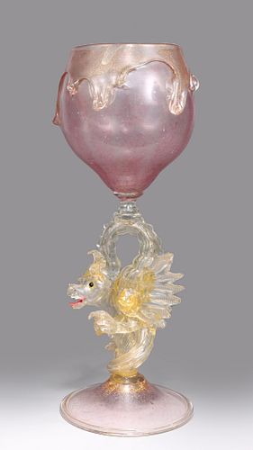 Very Large & Elaborate Antique Venetian Glass Goblet
