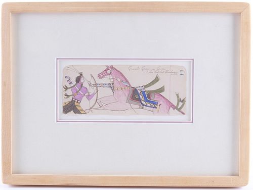 Counting Coup on Crow Ledger Art by Thomas Haukaas