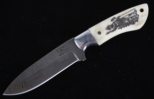 M.T. Knives Smokey Bear Custom Damascus Knife