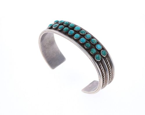 C1930-40 Old Pawn Navajo Silver Turquoise Bracelet