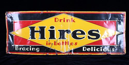 Original Hires Root Beer Tin Advertisement Sign
