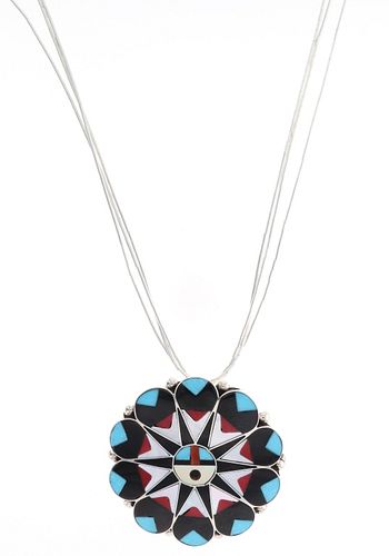 Zuni Oelwix Casper Inlaid Mosaic Necklace