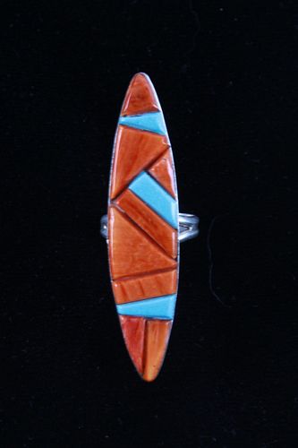 Navajo Grace Smith Sterling Silver Inlaid Ring