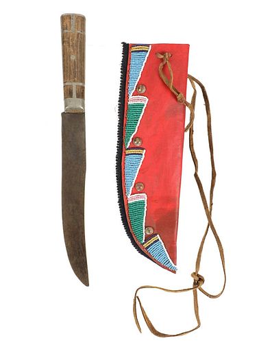 C. 1880 Nez Perce Beaded Sheath & Trade Knife