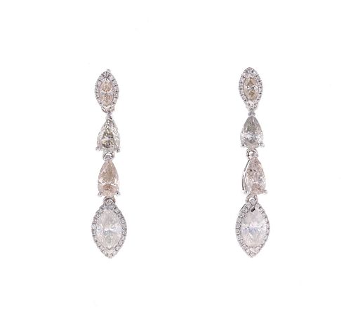 Delicate 3.35 ct. Mixed Cut Fancy Diamond Earrings