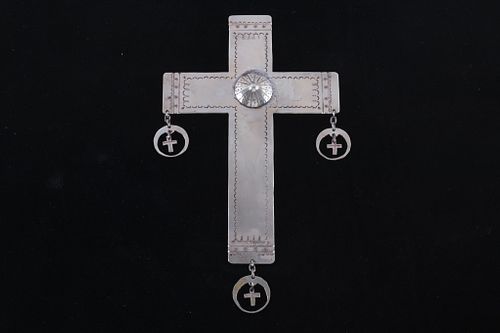 20th Century Plains Indian German Silver Cross