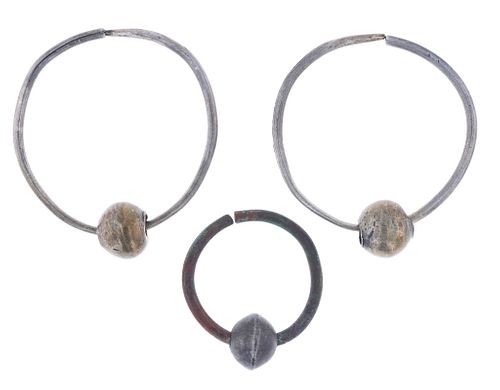 C. 1800-1870 Southern Plains Hoop & Ball Earrings