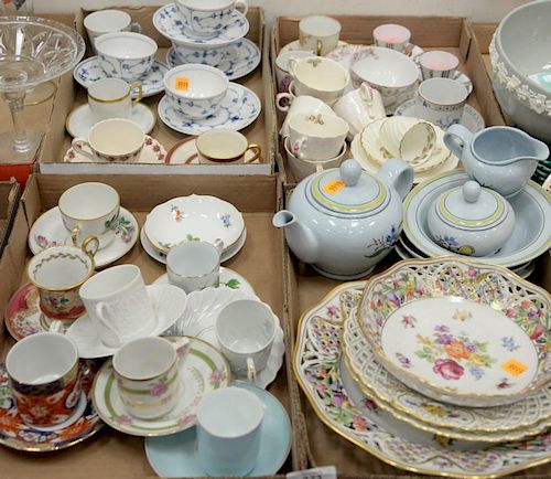 Four box lots to include cups and saucers and Meissen plates.