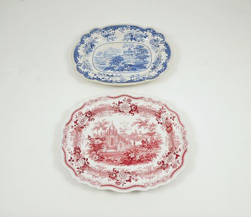 (2) English Pearlware Platters, 19th C.