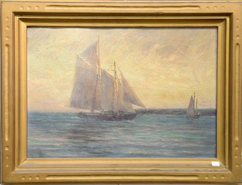 Oscar Anderson (1873-1953) oil on canvas seascape "Returning Fisherman" signed lower left Oscar Anderson, 14" x 20".