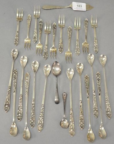 Set of cocktail forks, teaspoons, and misc. marked 800, 11.1 t oz.