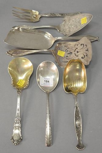 Group of eight large sterling silver serving pieces. 25.1 toz.