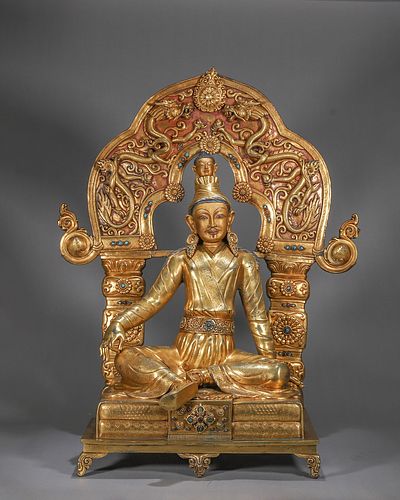A copper Songtsen Gampo statue