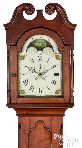 Pennsylvania figured maple tall case clock
