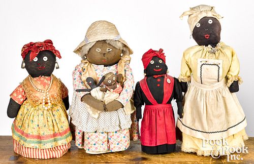 Four Black Americana bottle dolls, mid 20th c.