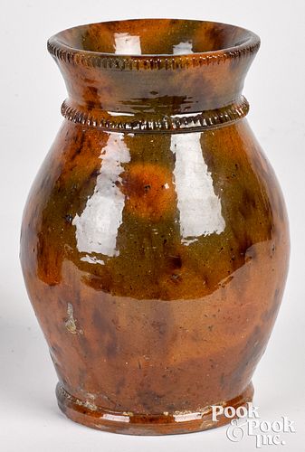 Jacob Medinger redware jar, ca. 1900