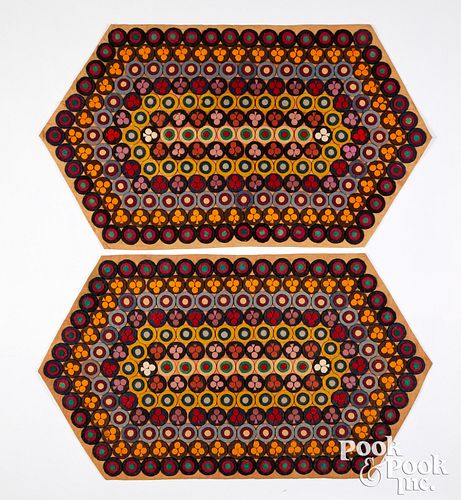 Pair of felt penny table rugs, 19th c.