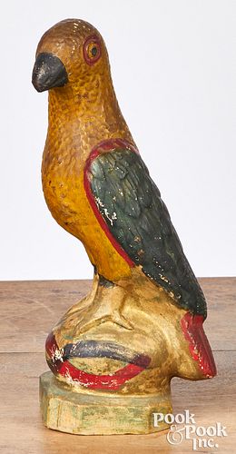 Pennsylvania polychromed chalkware parrot, 19th c.