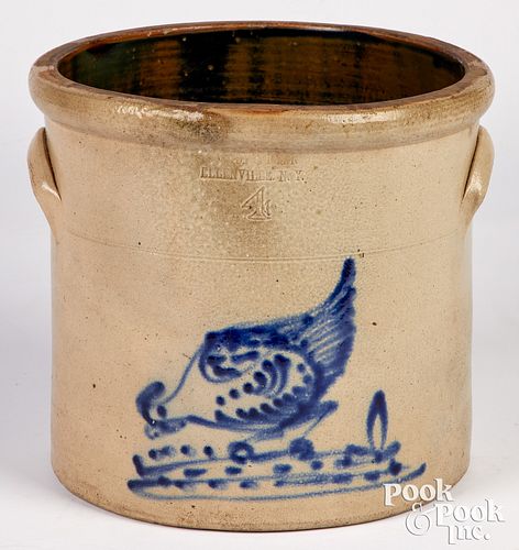 New York four-gallon stoneware crock 19th c.