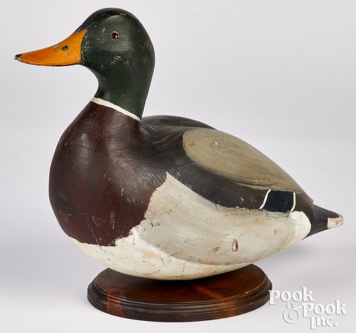 Carved and painted decorative mallard duck decoy