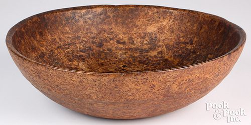 Large New England burl bowl, 19th c.