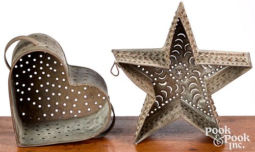 Two tin cheese strainers 19th c.
