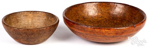 Two New England burl bowls, 19th c.