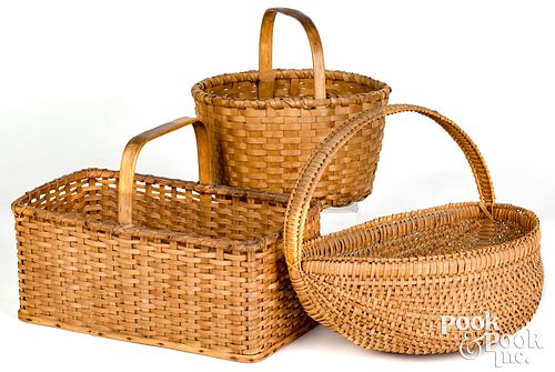 Three splint baskets, 19th c.