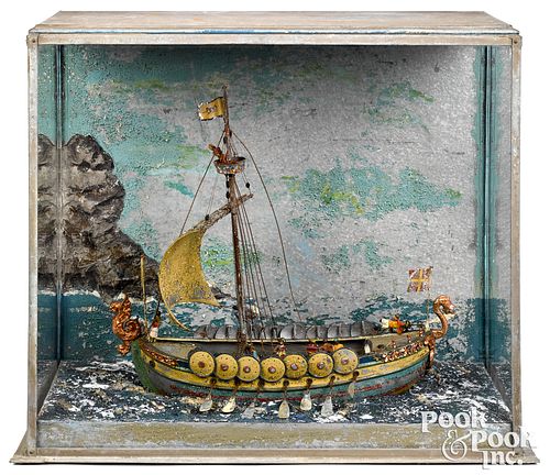 Frank G. Griffin cased painted Viking ship