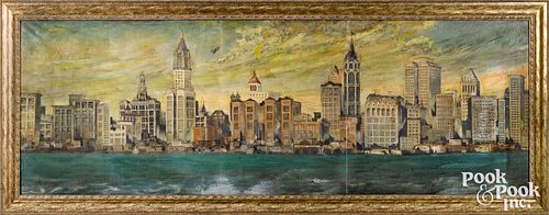 Frank G. Griffin oil on artist board cityscape