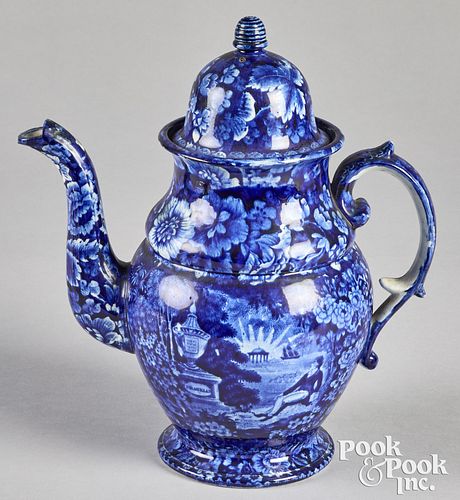 Historical Blue Staffordshire coffee pot