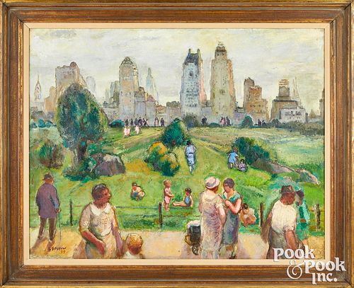 Bernard Gussow oil on canvas of Central Park