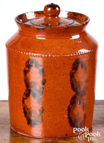 Pennsylvania redware covered jar, 19th c.