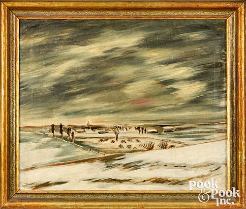 David Ellinger oil on canvas winter landscape