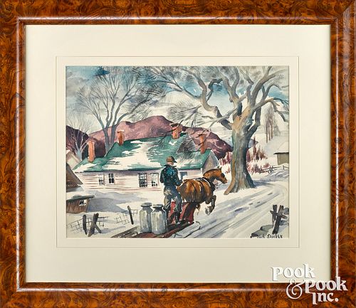 Paul Starrett Sample watercolor winter landscape