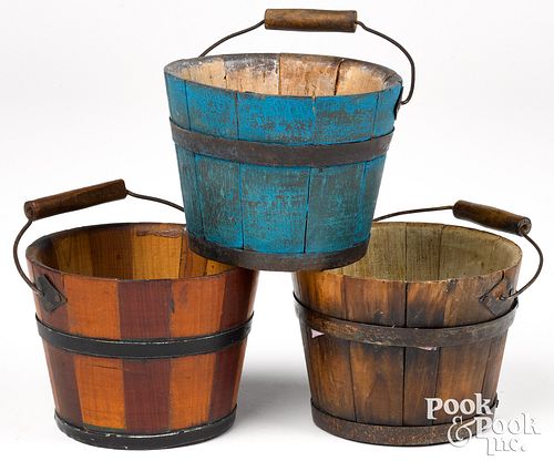 Three Shaker buckets, 19th c.