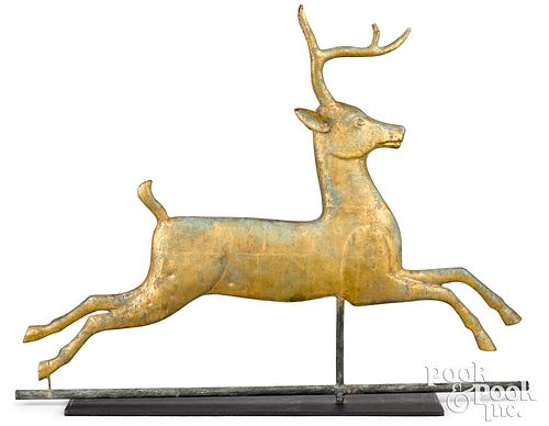 Swell bodied copper running stag weathervane