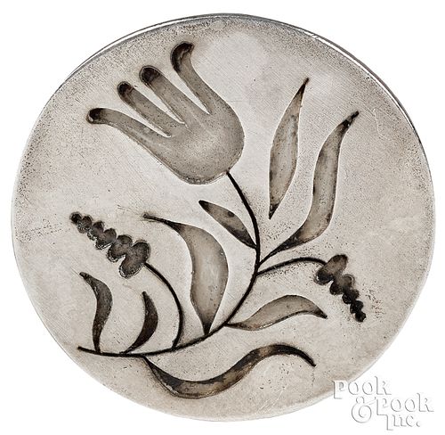 Hattie Brunner's tulip engraved sterling pin