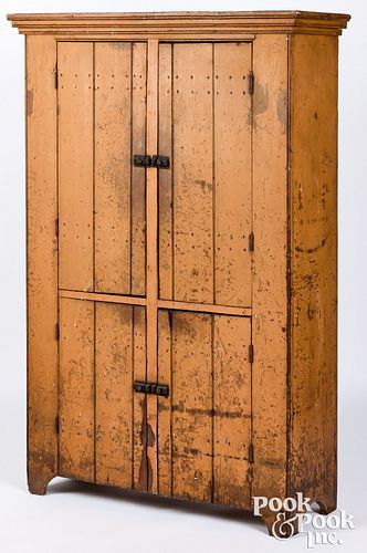Pennsylvania painted pine paneled cupboard, 19th c