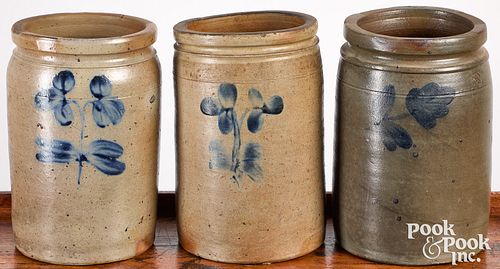 Three Baltimore one gallon stoneware jars, 19th c.