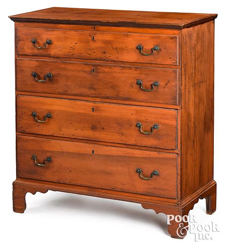 New England stained poplar mule chest, mid 18th c.