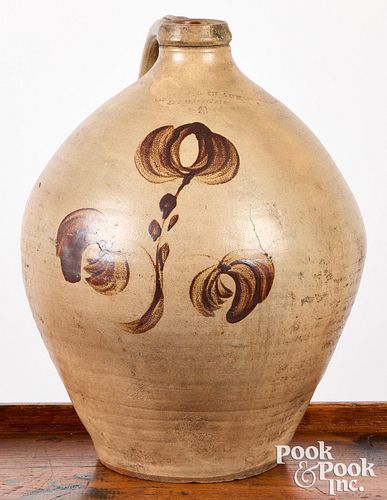 Maine three gallon stoneware ovoid jug, ca. 1838
