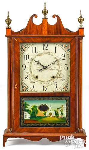 Eli Terry mahogany pillar and scroll clock, 19th c