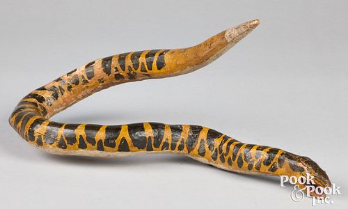 Carved and painted root snake, ca. 1900