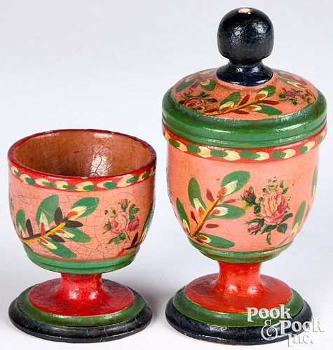 Two Joseph Lehn turned and painted treenware