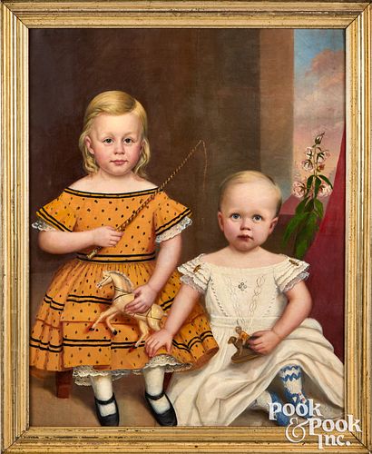 American folk portrait of two children