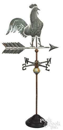 Copper rooster weathervane, ca. 1900
